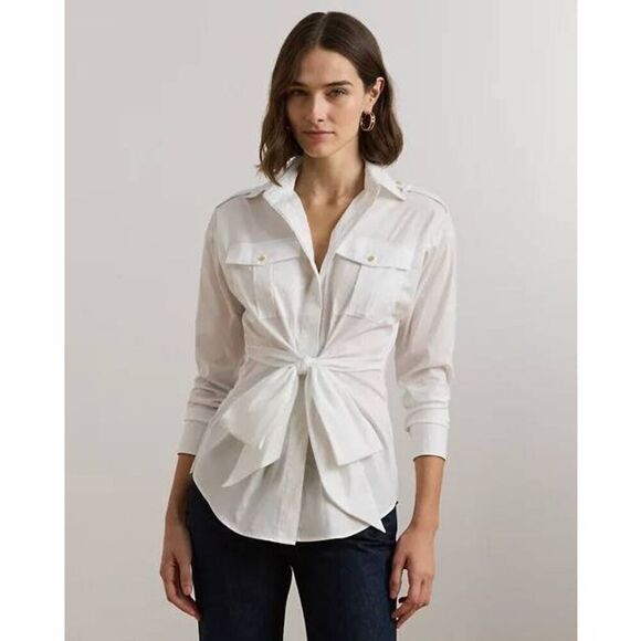 Ralph Lauren Black Label Tops - Ralph Lauren Black Label Tie Front Button Down Shirt Blouse NWT